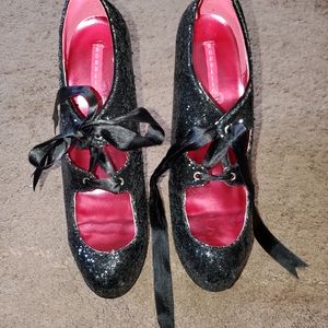 Black Satin Lace Heel